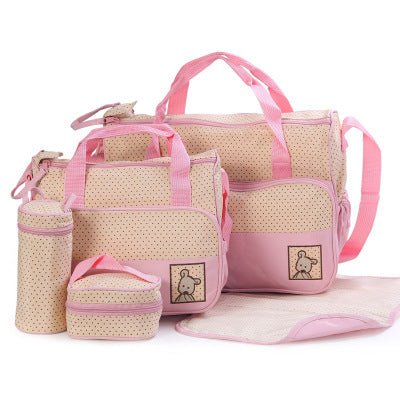 Baby Diaper Bag Suits For Mom Baby Bottle Holder Mother Mummy Stroller Maternity Nappy Bags Sets $77.65 Dana Fashion Color: pink Baby & Mother Products include: Large Mummy Bag + Small Mummy Bag + Food Bag + Baby Bottle Bag + Urine Separator Specification