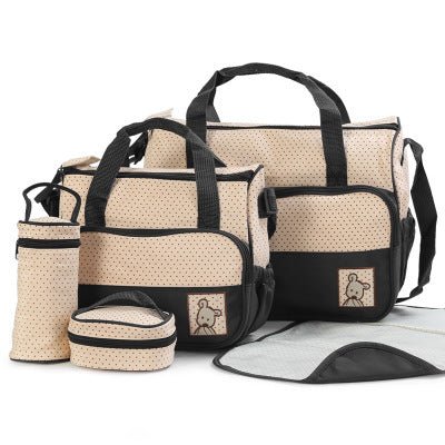 Baby Diaper Bag Suits For Mom Baby Bottle Holder Mother Mummy Stroller Maternity Nappy Bags Sets $51.90 Dana Fashion Color: black Baby & Mother Products include: Large Mummy Bag + Small Mummy Bag + Food Bag + Baby Bottle Bag + Urine Separator Specificatio