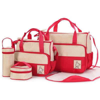 Baby Diaper Bag Suits For Mom Baby Bottle Holder Mother Mummy Stroller Maternity Nappy Bags Sets $54.83 Dana Fashion Color: red Baby & Mother Products include: Large Mummy Bag + Small Mummy Bag + Food Bag + Baby Bottle Bag + Urine Separator Specifications