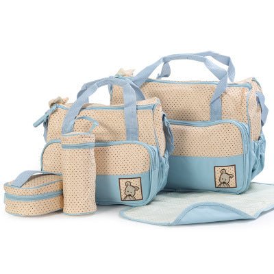 Baby Diaper Bag Suits For Mom Baby Bottle Holder Mother Mummy Stroller Maternity Nappy Bags Sets $54.83 Dana Fashion Color: light blue Baby & Mother Products include: Large Mummy Bag + Small Mummy Bag + Food Bag + Baby Bottle Bag + Urine Separator Specifi