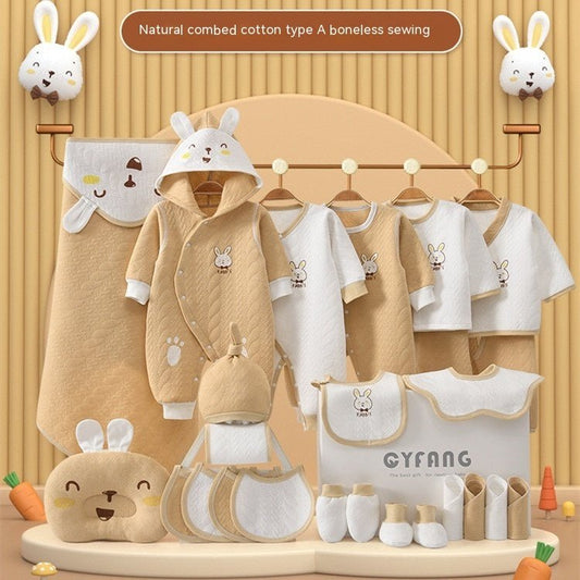 Baby Fashion Simple Newborn Gift Set $73.22 Dana Fashion Color: Rabbit Four Seasons Blue Suit Height: 59cm style: 20PCS Set Baby Clothing Product information: Pattern: Cartoon Fabric name: Cotton Main fabric composition: Cotton Applicable gender: neutral/