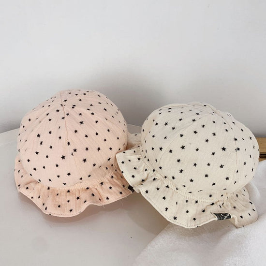 Baby Fisherman Double Polka Dot Baby Sun Hat $25.00 Dana Fashion Color: Beige Size: 40to46cm Baby Clothing Product Information： Category: protective cap Applicable gender: Neutral Material: linen mixed Weaving method: satin Processing method: satin file H