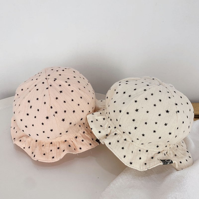 Baby Fisherman Double Polka Dot Baby Sun Hat $25.00 Dana Fashion Color: Beige Size: 40to46cm Baby Clothing Product Information： Category: protective cap Applicable gender: Neutral Material: linen mixed Weaving method: satin Processing method: satin file H