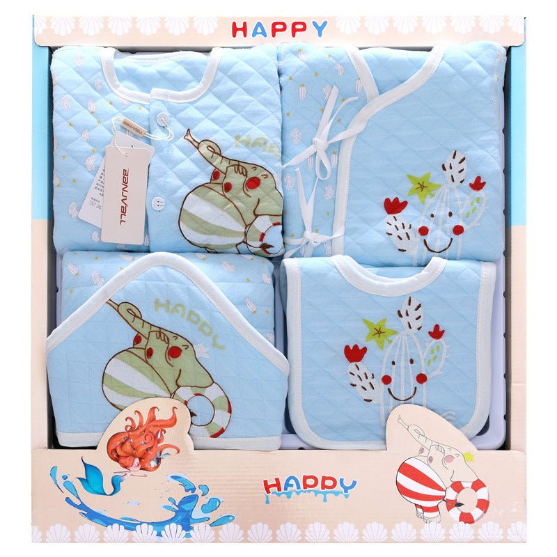 Baby gift box newborn set $55.75 Dana Fashion Color: Blue Baby Clothing Applicable gender: neutral/male and female Gift box content: clothing + accessories / supplies Fabric technology: soft treatment Thickness: thicker Suitable age: newborns (0~1 years o