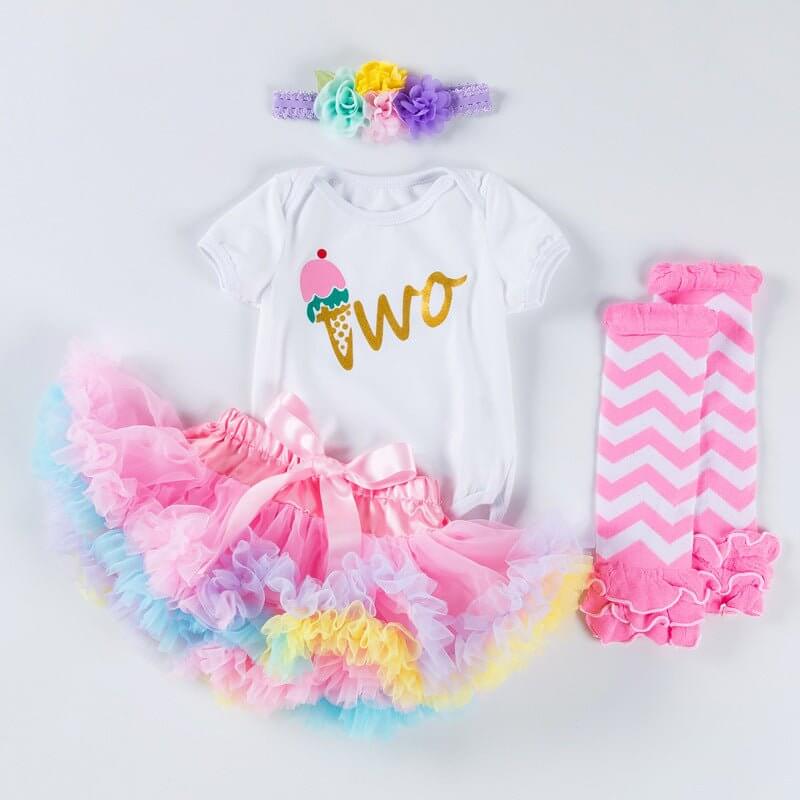 Baby girl baby birthday dress alphabet romper $30.46 Dana Fashion Color: Two Size: L Baby Clothing Suit type: skirt suit Number of sets: three-piece Gift box content: clothing + accessories / supplies Suitable age: Newborn (0~1 years old, 80cm and below)