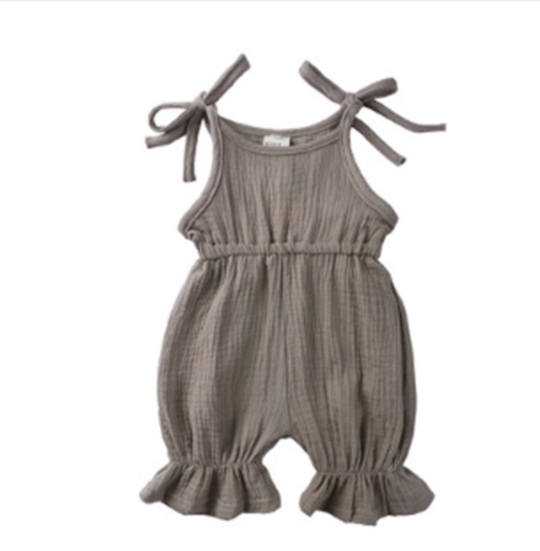 Baby Girl Clothes Romper Jumpsuit Halter Summer Outfit $15.94 Dana Fashion Color: Grey Size: 100cm Baby Clothing Product Information: Fabric: Pure Cotton (Content 100%) Style: Leisure Applicable Gender: Female Clothing Placket: Hedging Sleeve: Sleeveless