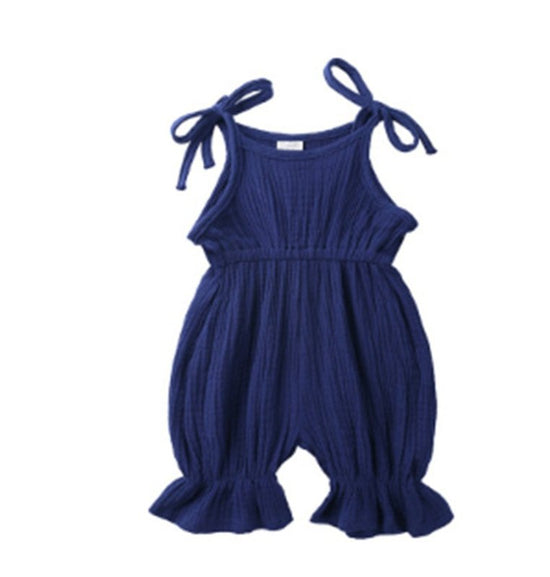 Baby Girl Clothes Romper Jumpsuit Halter Summer Outfit $15.94 Dana Fashion Color: Blue Size: 100cm Baby Clothing Product Information: Fabric: Pure Cotton (Content 100%) Style: Leisure Applicable Gender: Female Clothing Placket: Hedging Sleeve: Sleeveless