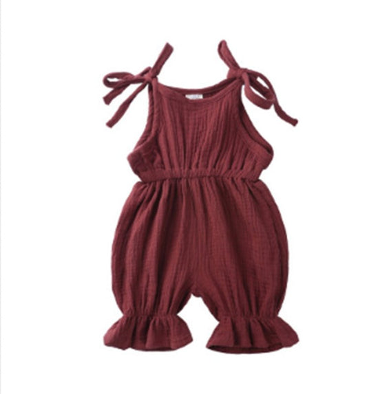Baby Girl Clothes Romper Jumpsuit Halter Summer Outfit $15.94 Dana Fashion Color: Blue Size: 100cm Baby Clothing Product Information: Fabric: Pure Cotton (Content 100%) Style: Leisure Applicable Gender: Female Clothing Placket: Hedging Sleeve: Sleeveless