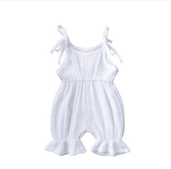 Baby Girl Clothes Romper Jumpsuit Halter Summer Outfit $15.94 Dana Fashion Color: White Size: 100cm Baby Clothing Product Information: Fabric: Pure Cotton (Content 100%) Style: Leisure Applicable Gender: Female Clothing Placket: Hedging Sleeve: Sleeveless