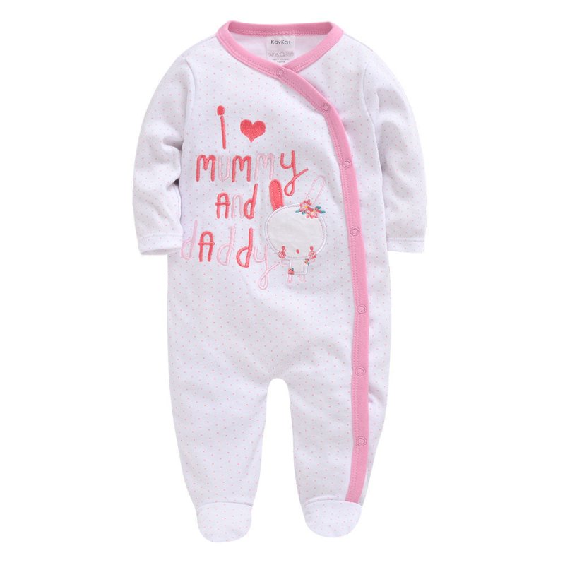 Baby Girl Romper Newborn Sleepsuit $17.16 Dana Fashion Color: White Letters Size: 0 3M Baby Clothing Main fabric composition: cotton Size Length（cm） Bust(cm) Sleeve(cm) 0/3M 48.5 22 20 3/6M 53 23 22 6/9M 57.5 24 24 9/12M 62 25 26 1. Asian sizes are 1 to 2