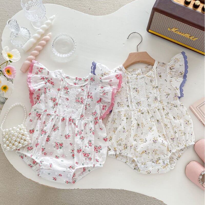 Baby Girl's One Month Old Skypurl Cotton Rompers $26.50 Dana Fashion Color: Pink Suitable For Height: 100cm Baby Clothing Product information: Color: purple, pink Suitable height: 66cm,73CM,80cm,90cm,100cm Style: Triangle jumpsuit Thickness: thin Fabric n
