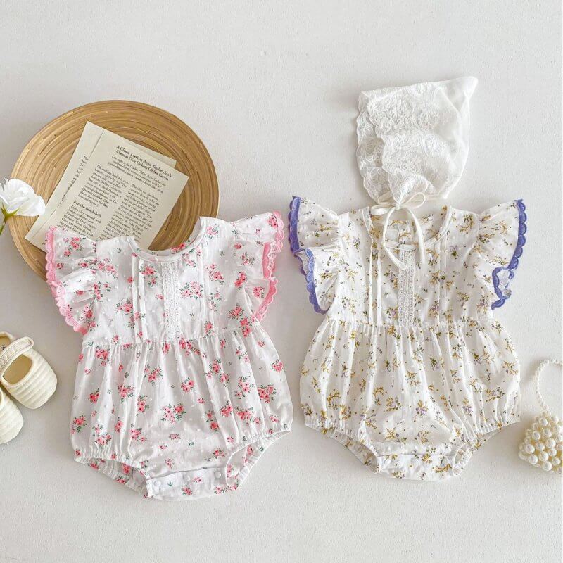 Baby Girl's One Month Old Skypurl Cotton Rompers $26.50 Dana Fashion Color: Pink Suitable For Height: 100cm Baby Clothing Product information: Color: purple, pink Suitable height: 66cm,73CM,80cm,90cm,100cm Style: Triangle jumpsuit Thickness: thin Fabric n