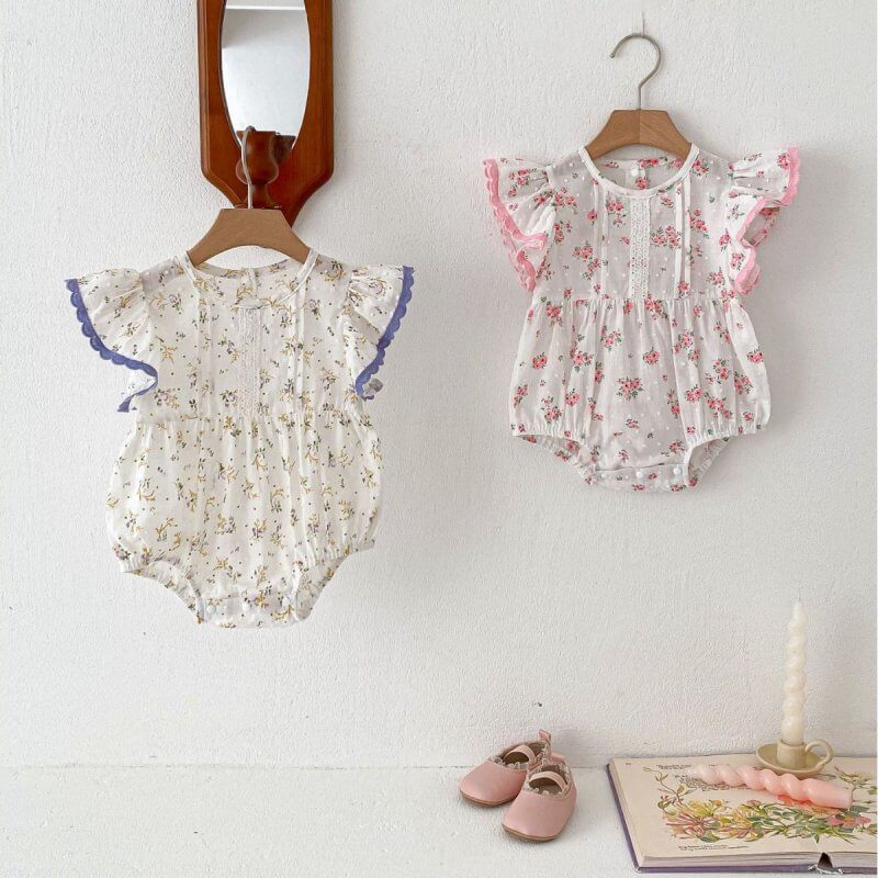Baby Girl's One Month Old Skypurl Cotton Rompers $26.50 Dana Fashion Color: Pink Suitable For Height: 100cm Baby Clothing Product information: Color: purple, pink Suitable height: 66cm,73CM,80cm,90cm,100cm Style: Triangle jumpsuit Thickness: thin Fabric n
