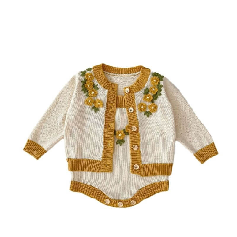 Baby Girls' Three-dimensional Crochet Knitted Coat $35.90 Dana Fashion Color: Coat Suitable For Height: 100 Yards Baby Clothing Product information: Color: jumpsuit, coat Suitable height: 66 yards, 73 yards, 80 yards, 90 yards, 100 yards Fabric name: Cott
