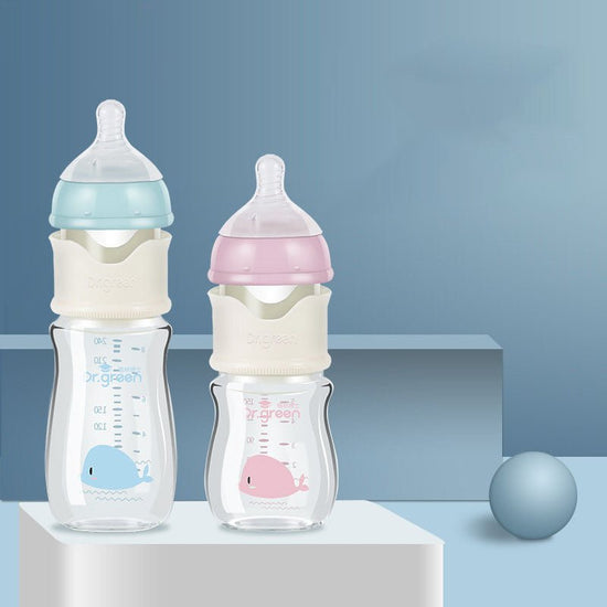 Baby Glass Bottle $57.94 Dana Fashion Color: Blue Size: Glass 150ml Baby & Mother Product information: Caliber Specifications: Wide Caliber Shape: arc Material: glass Capacity: Conventional Color: glass 150ml blue (experience price), glass 150ml pink (wit