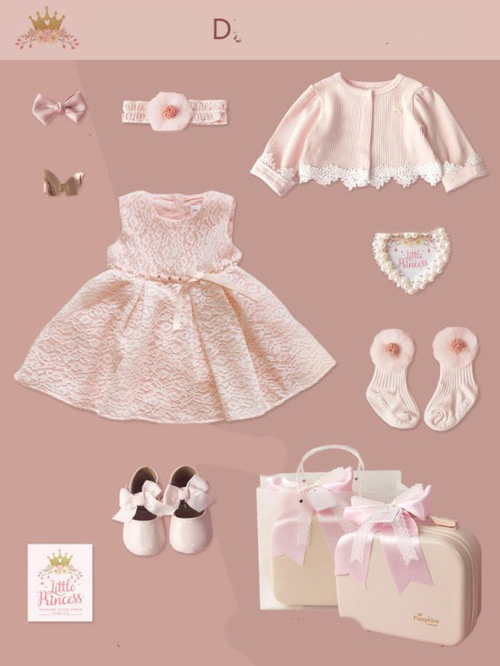 Baby High-end Gift Box Little Princess Dress Lace Dress Suit $146.77 Dana Fashion Color: Type D Child size: 66yards Baby Clothing Product information: Model: dress skirt gift box Applicable age: freshmen 3 months 6 months 12 months Made of: Cotton Applica