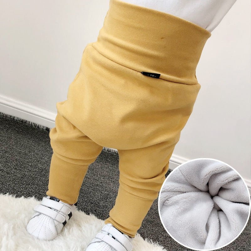 Baby High Waist Belly Pants Trousers $31.96 Dana Fashion Color: Yellow velvet Size: 100 Baby Clothing Product information: Length: trousers Main fabric composition: cotton Waist: high waist Reminder: In the later period, the lining is replaced with beige