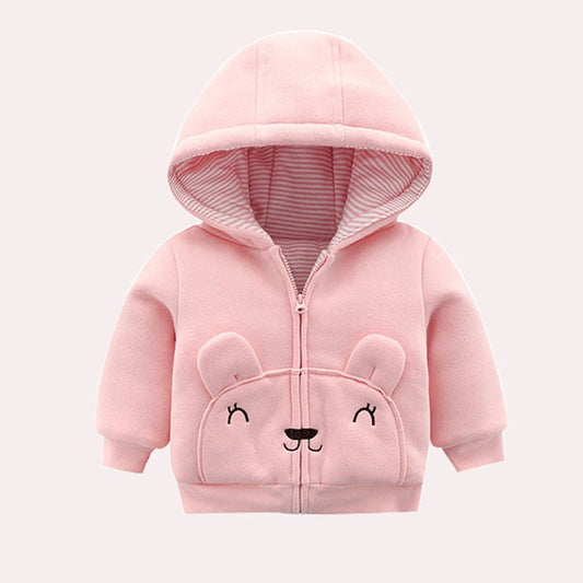 Baby hooded jacket $68.52 Dana Fashion Color: Pink Size: 100cm Baby Clothing Applicable age: 3 months 6 months 9 months 12 months 18 months 2 years old 3 years old Made of: Cotton style: Casual Collar type: round neck Applicable gender: female Whether to