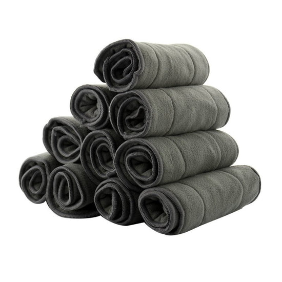Baby infant diapers $49.69 Dana Fashion Quantity: 10pc Baby & Mother Material: 70% bamboo charcoal fiber + 30% cotton Color: grey Size: approx. 14 x 33 cm Specifications: 4 layers bamboo charcoal lining Features: more hygroscopicity, easy to dry, water re