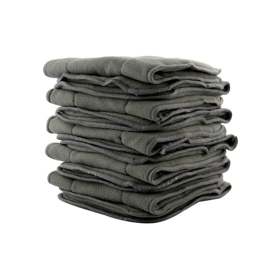 Baby infant diapers $49.69 Dana Fashion Quantity: 10pc Baby & Mother Material: 70% bamboo charcoal fiber + 30% cotton Color: grey Size: approx. 14 x 33 cm Specifications: 4 layers bamboo charcoal lining Features: more hygroscopicity, easy to dry, water re