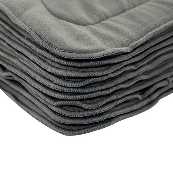 Baby infant diapers $49.69 Dana Fashion Quantity: 10pc Baby & Mother Material: 70% bamboo charcoal fiber + 30% cotton Color: grey Size: approx. 14 x 33 cm Specifications: 4 layers bamboo charcoal lining Features: more hygroscopicity, easy to dry, water re