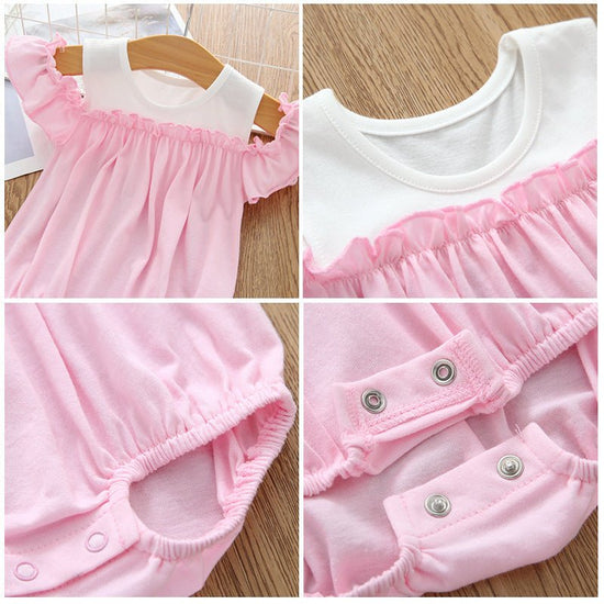 Baby Jumpsuit Short Sleeve Pure Cotton $22.60 Dana Fashion Color: Pink Size: 12M Baby Clothing Product information Brand: Beilepu Color: pink Size: 3M-24M Fabric: Optimum combed cotton Packing list Clothes*1 Size information 3M-24M Size Length Bust Should