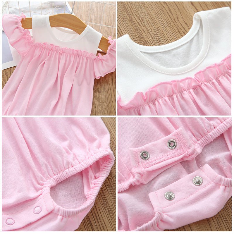 Baby Jumpsuit Short Sleeve Pure Cotton $22.60 Dana Fashion Color: Pink Size: 12M Baby Clothing Product information Brand: Beilepu Color: pink Size: 3M-24M Fabric: Optimum combed cotton Packing list Clothes*1 Size information 3M-24M Size Length Bust Should
