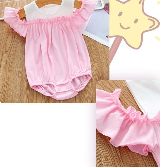 Baby Jumpsuit Short Sleeve Pure Cotton $22.60 Dana Fashion Color: Pink Size: 12M Baby Clothing Product information Brand: Beilepu Color: pink Size: 3M-24M Fabric: Optimum combed cotton Packing list Clothes*1 Size information 3M-24M Size Length Bust Should