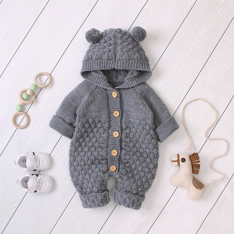 Baby knitted jumpsuit $26.03 Dana Fashion Color: Gray Size: 66cm Baby Clothing Fabric name: Knitting Main fabric composition: acrylic Main fabric composition content: 100 (%) 1. Asian sizes are 1 to 2 sizes smaller than European and American people. Choos