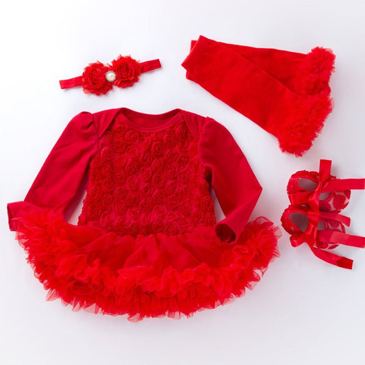 Baby Long Sleeve Compound Rose Romper Dress $29.50 Dana Fashion Color: Pink Size: 59 Baby Clothing Applicable gender: female Suit type: skirt suit Number of sets: multiple sets Gift box content: clothing + shoes + accessories / supplies Suitable age: Newb