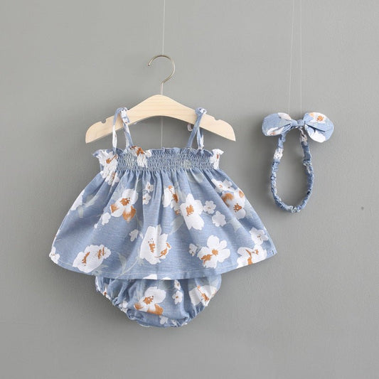 Baby New Summer Korean Princess Dress Baby Skirt Girl Dress Suit $14.76 Dana Fashion Color: Blue Child size: 100cm Baby Clothing Product information Skirt category: dress Fabric name: Cotton Pattern: Flowers Skirt style: strap skirt Size Information Size: