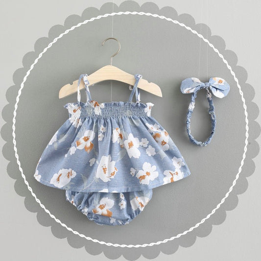Baby New Summer Korean Princess Dress Baby Skirt Girl Dress Suit $14.76 Dana Fashion Color: Blue Child size: 100cm Baby Clothing Product information Skirt category: dress Fabric name: Cotton Pattern: Flowers Skirt style: strap skirt Size Information Size: