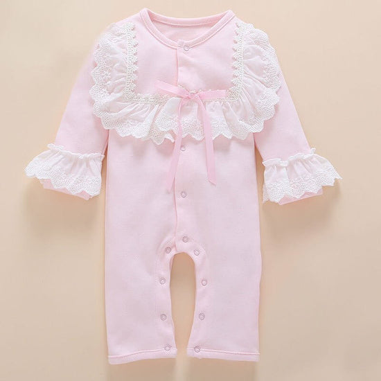 Baby One-Piece Clothes, Female Treasure Romper, Infant Clothing $25.50 Dana Fashion Color: Pink Size: 12m Baby Clothing Product material: Fabric name: Cotton Main fabric composition: Cotton Main fabric ingredient content: 90 (%) Size Information： size Dre