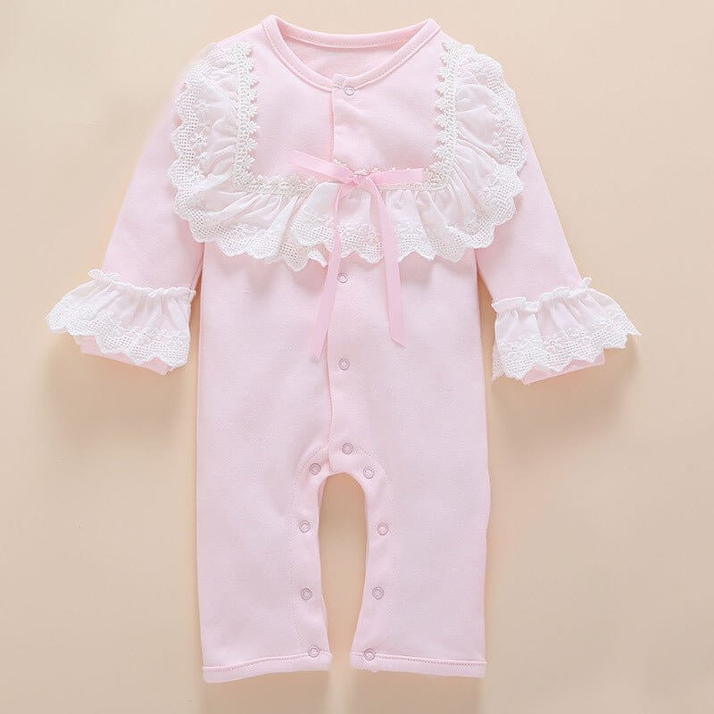 Baby One-Piece Clothes, Female Treasure Romper, Infant Clothing $25.50 Dana Fashion Color: Pink Size: 12m Baby Clothing Product material: Fabric name: Cotton Main fabric composition: Cotton Main fabric ingredient content: 90 (%) Size Information： size Dre