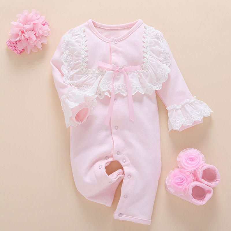 Baby One-Piece Clothes, Female Treasure Romper, Infant Clothing $25.50 Dana Fashion Color: Pink suit Size: 12m Baby Clothing Product material: Fabric name: Cotton Main fabric composition: Cotton Main fabric ingredient content: 90 (%) Size Information： siz