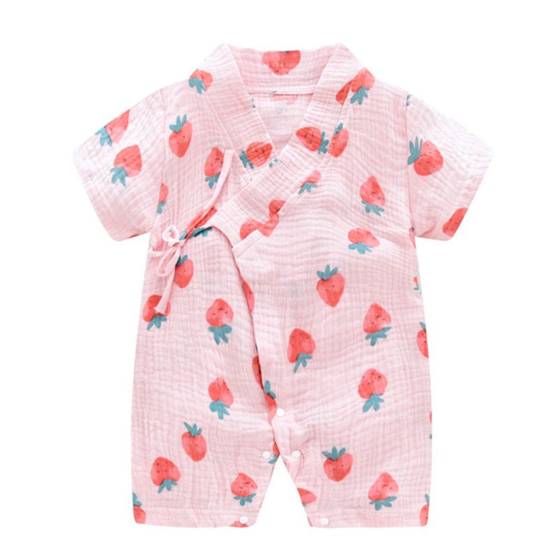 Baby Onesies Summer Thin Baby Romper Romper $26.46 Dana Fashion Color: Strawberry Size: 59cm Style: Short Baby Clothing Product information: Applicable gender: neutral/male and female Sleeve length: long sleeve Hooded or not: detachable with cap Thickness