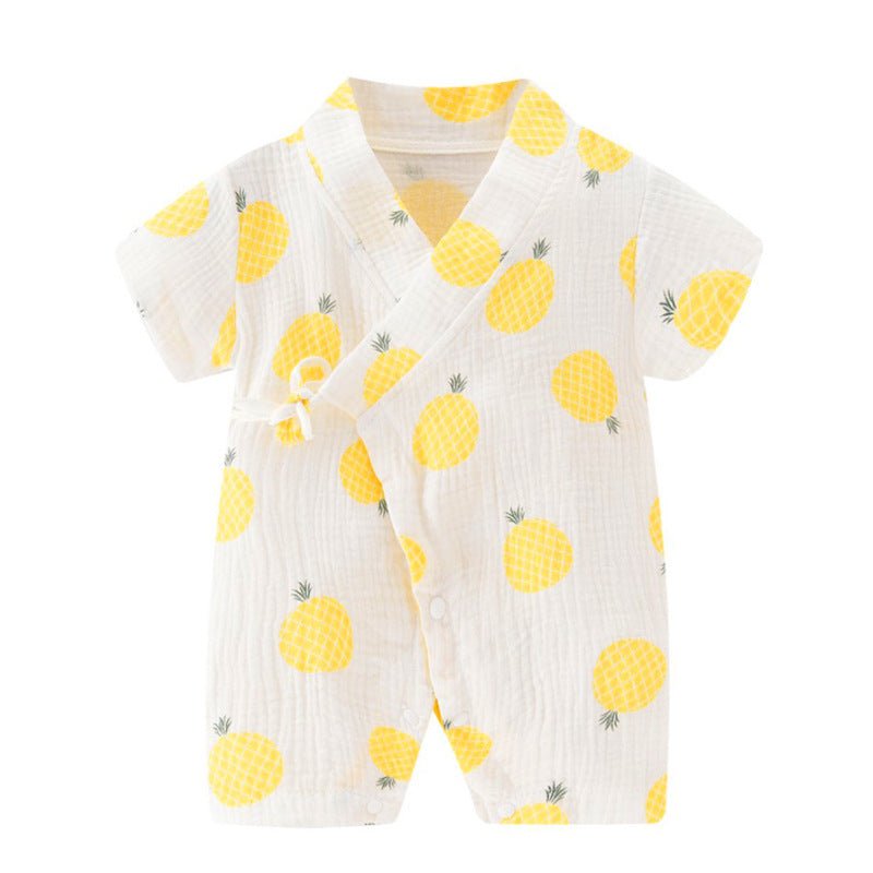 Baby Onesies Summer Thin Baby Romper Romper $28.15 Dana Fashion Color: Pineapple Size: 59cm Style: Short Baby Clothing Product information: Applicable gender: neutral/male and female Sleeve length: long sleeve Hooded or not: detachable with cap Thickness: