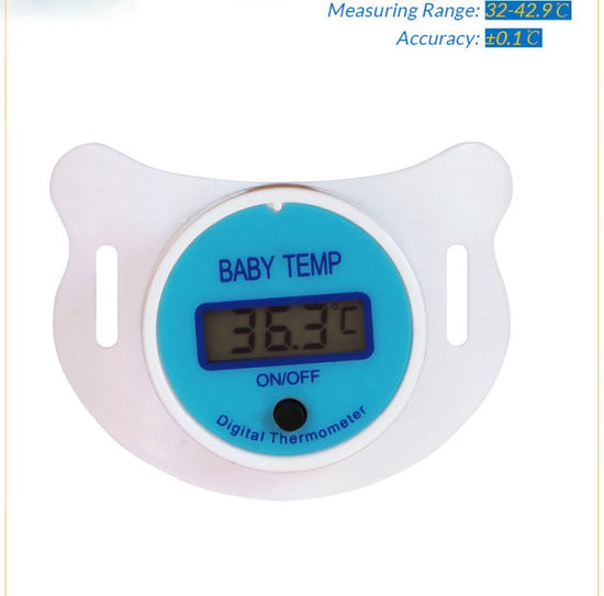 Baby pacifier digital thermometer $19.41 Dana Fashion Color: Blue Baby & Mother The pacifier thermometer is specially designed for infants and toddlers. According to the physiological characteristics of infants and toddlers, using microcomputer technology