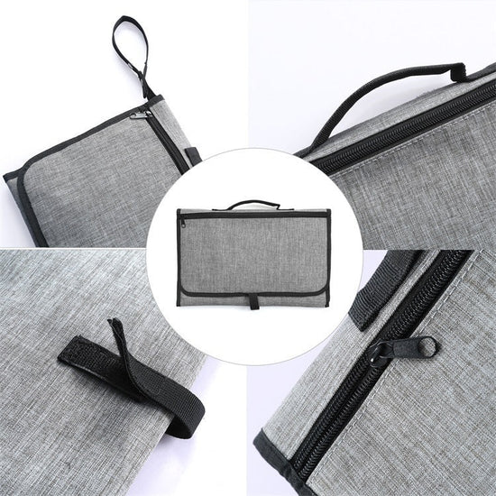 Baby Portable Foldable Washable Compact Travel Nappy Diaper Changing Mat Waterproof Baby Floor Mat Change Play Mat & Storage Bag $27.96 Dana Fashion Color: Black Baby & Mother Overview: - You can put paper towels, diapers and other items inside and you ca
