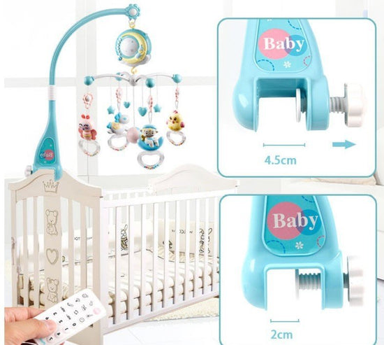 Baby Rattles Crib Mobiles Toy Holder Rotating Mobile Bed Bell Musical Box Projection Newborn Infant Baby Boy Toys $67.68 Dana Fashion Color: Blue Baby & Mother Overview: 1. Portable crib with music box 2. Screening and musicals: portable crib with Light S
