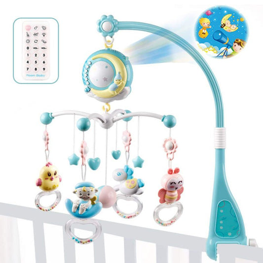Baby Rattles Crib Mobiles Toy Holder Rotating Mobile Bed Bell Musical Box Projection Newborn Infant Baby Boy Toys $67.68 Dana Fashion Color: Blue Baby & Mother Overview: 1. Portable crib with music box 2. Screening and musicals: portable crib with Light S