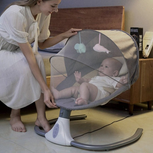 Baby Rocking Chair Soothing Chair Electric Smart Cradle $390.04 Dana Fashion Color: Cherry blossom powder Baby & Mother Product information: Models: 10037, 60378, 60189 Applicable age: Freshmen 1-14 months Color classification: snail magnetic vibration gi