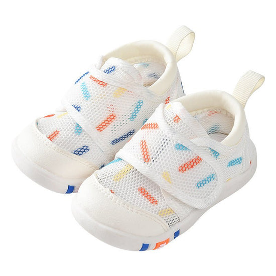 Baby Sandals Men's Summer Toddler 0 1-2 Years Old Baby Non-slip Soft Bottom Infant Mesh Surface Shoe $36.01 Dana Fashion Color: Beige Mesh Surface Shoes size: 15 Baby & Mother Product information: Pattern: Plaid Upper height: low top Socks length: low tub