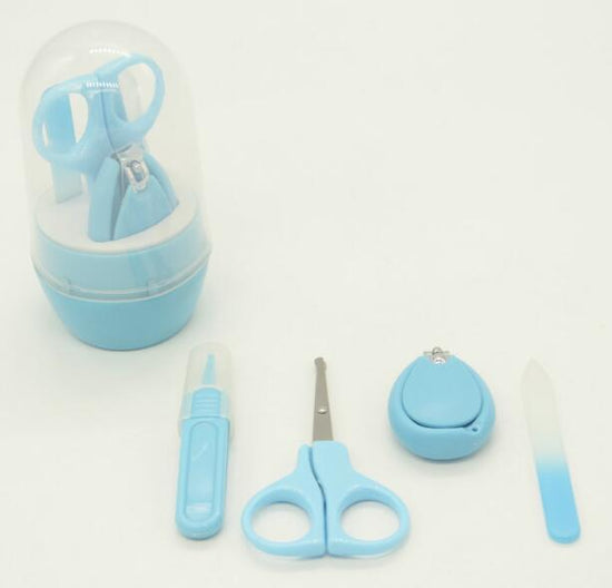 Baby Scissors Nail Clippers creative children's nail clippers nail clippers baby care suit $12.01 Dana Fashion Color: blue Baby & Mother Features: Item Type: Clipper and trimmer Age Group: Babies Pattern Type: Solid Material: plastic + metal 4 pieces suit