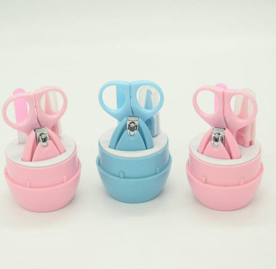 Baby Scissors Nail Clippers creative children's nail clippers nail clippers baby care suit $12.01 Dana Fashion Color: blue Baby & Mother Features: Item Type: Clipper and trimmer Age Group: Babies Pattern Type: Solid Material: plastic + metal 4 pieces suit