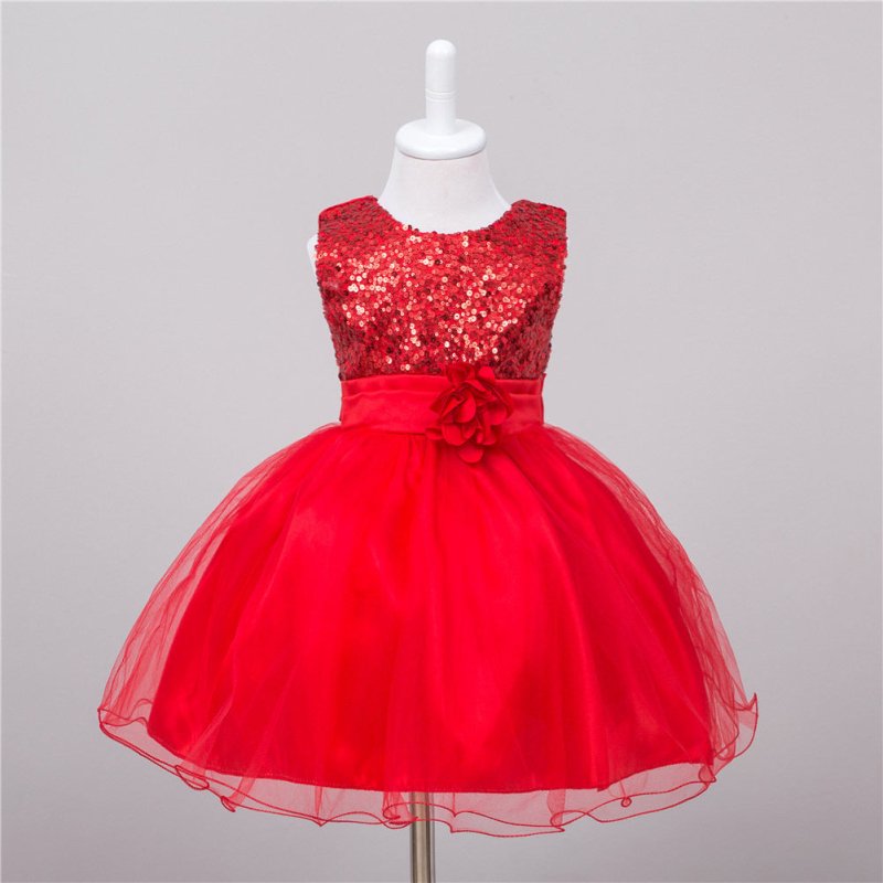 Baby Sequin Dress Flower Girl Wedding Princess Dress $25.86 Dana Fashion Color: Red Size: L Baby Clothing Product information: Material: Polyester F iber (Polyester) Style: P rincess Features: Dresses Colour: White，Pink , Blue, Green, Red, Gray，Dark Blue，