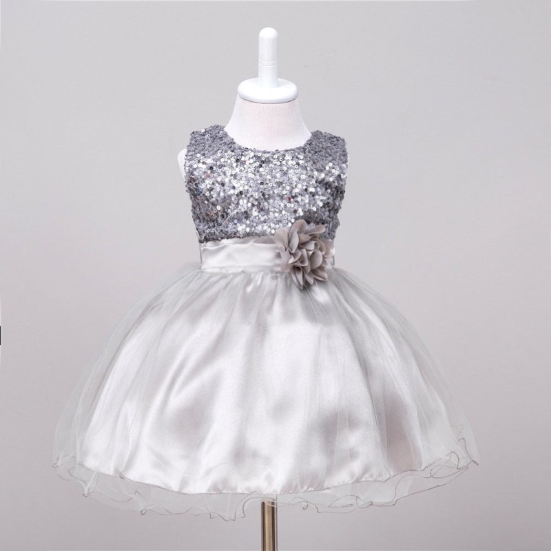 Baby Sequin Dress Flower Girl Wedding Princess Dress $25.86 Dana Fashion Color: Black Size: L Baby Clothing Product information: Material: Polyester F iber (Polyester) Style: P rincess Features: Dresses Colour: White，Pink , Blue, Green, Red, Gray，Dark Blu