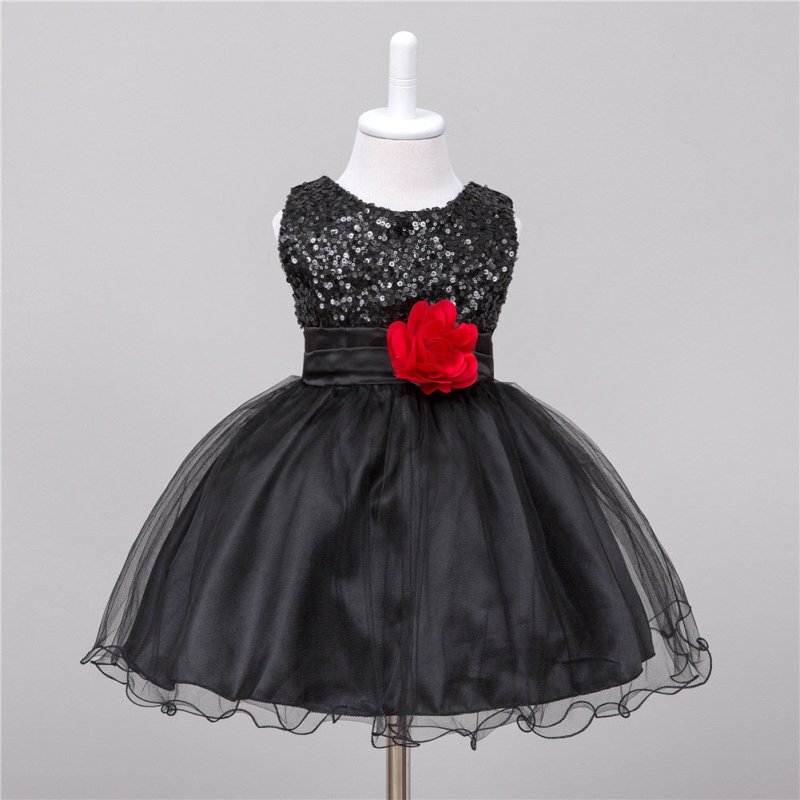 Baby Sequin Dress Flower Girl Wedding Princess Dress $25.86 Dana Fashion Color: Black Size: L Baby Clothing Product information: Material: Polyester F iber (Polyester) Style: P rincess Features: Dresses Colour: White，Pink , Blue, Green, Red, Gray，Dark Blu