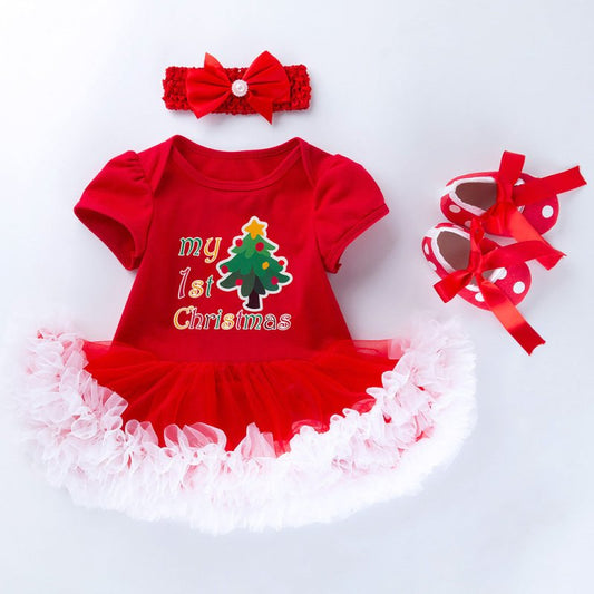 Baby Short Sleeve Cartoon Romper Mesh Dress $23.21 Dana Fashion Color: 1style Child size: 59cm Baby Clothing Product information: Style: European and American Fabric name: Cotton Skirt category: dress Security level: Class A Main fabric composition: cotto
