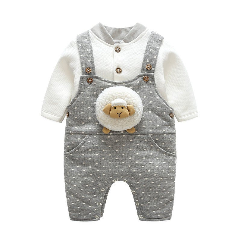 Baby Siamese coat $40.91 Dana Fashion Color: Grey Size: 73cm Baby Clothing Name: Strap Fabric: air layer quilted fabric Applicable season: spring, autumn, winter Product weight: 0.32kg Safety category: Class A infant supplies 1. Asian sizes are 1 to 2 siz